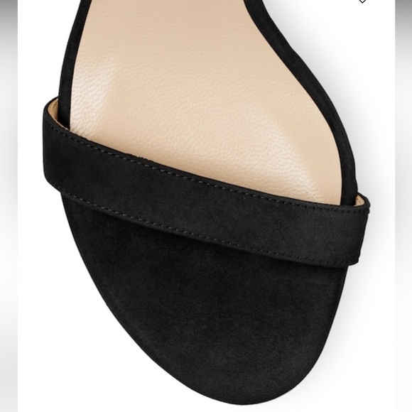 Stuart Weitzman NearlyNude Black suede ankle strap block heel sandals Sz 10.5 - Picture 5 of 16